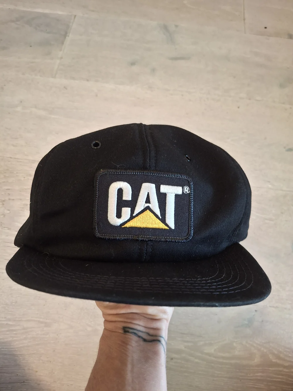 Vintage 70s 80s Black CAT Trucker Hat